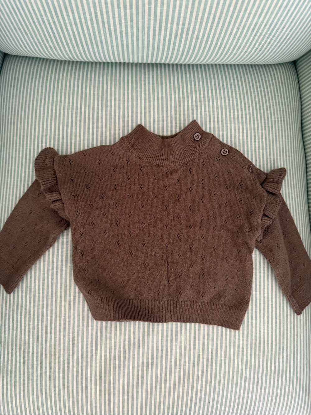 GAP Chocolate Brown Ruffle Shoulder Turtleneck Sweater - 12M